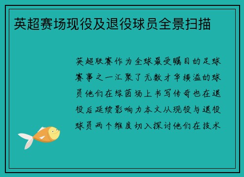 英超赛场现役及退役球员全景扫描